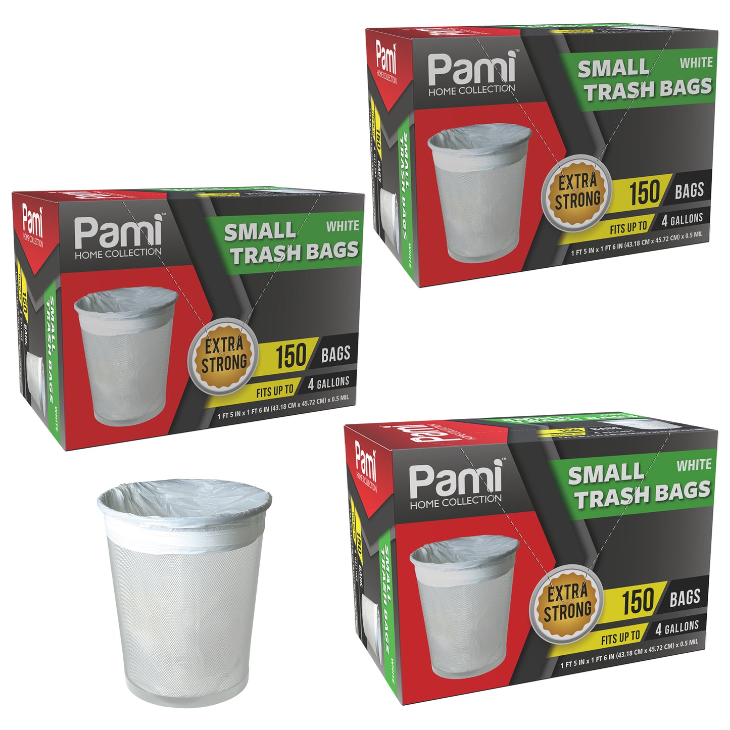 4 Gallon Small White Trash Bags – Extra Strong, 150 Pack