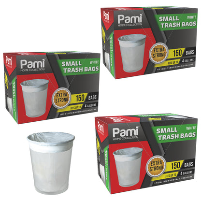 4 Gallon Small White Trash Bags – Extra Strong, 150 Pack