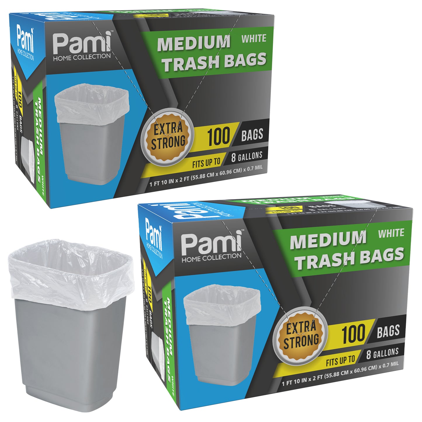 Medium 8-Gallon Trash Bags White – Box of 100ct
