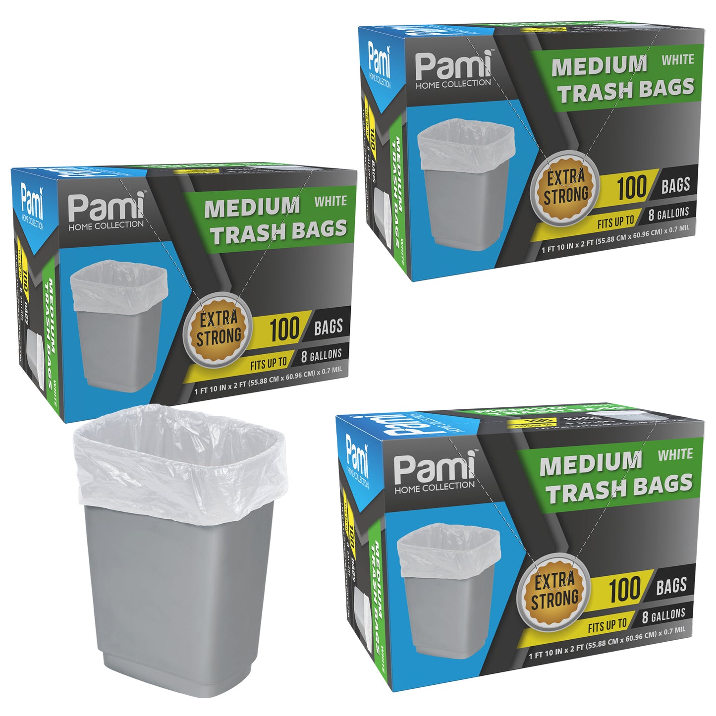 Medium 8-Gallon Trash Bags White – Box of 100ct