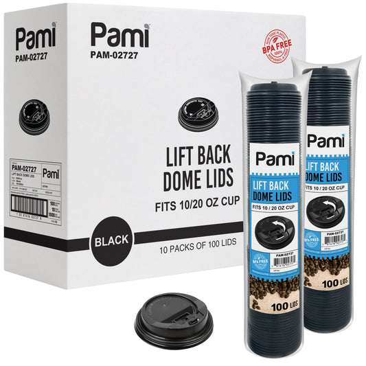 Lift-Back Dome Coffee Cup Lids - Black