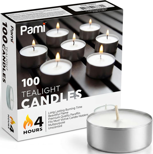 Unscented Tealight Candles – 4 Hour Burn Time, Box of 100