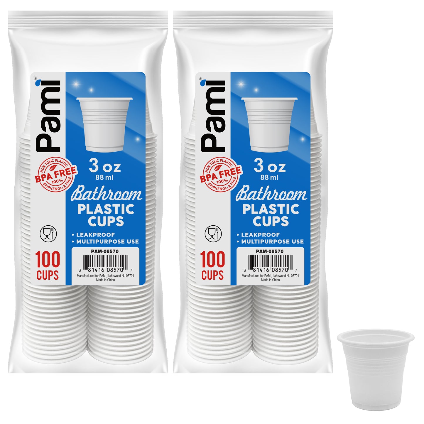 3 oz Plastic Bathroom Cups - BPA Free, Disposable