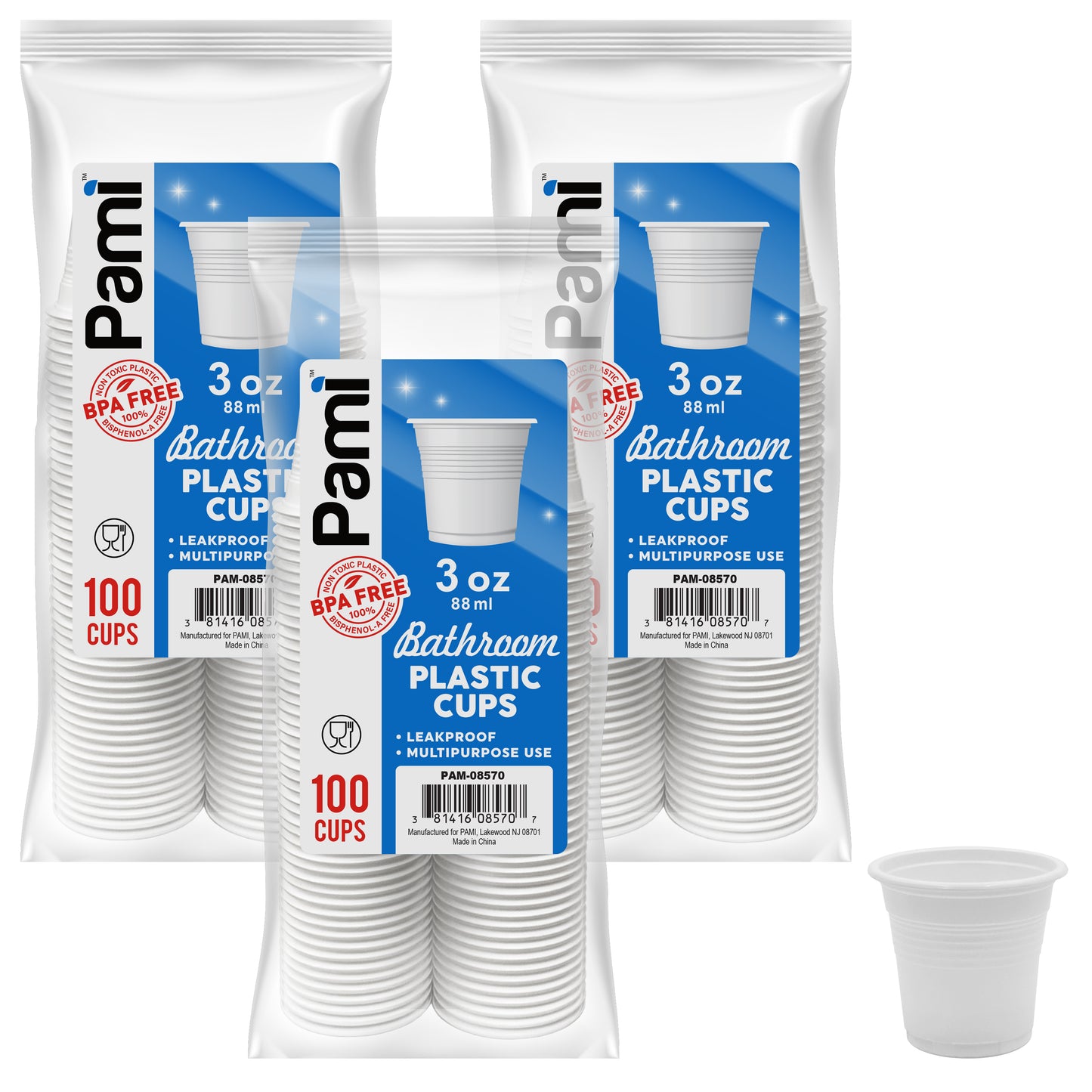 3 oz Plastic Bathroom Cups - BPA Free, Disposable