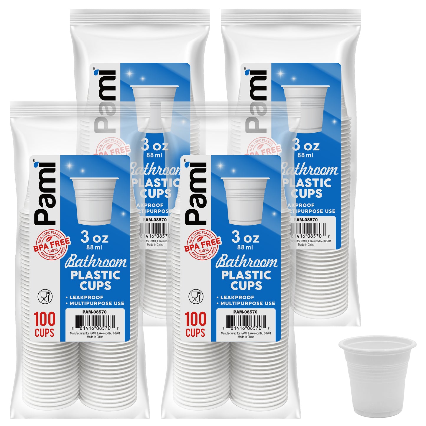 3 oz Plastic Bathroom Cups - BPA Free, Disposable