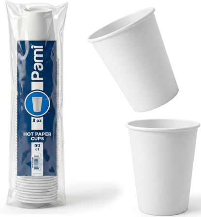 Disposable Paper Hot Coffee Cups - White, 8 oz