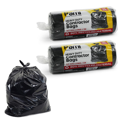 42 Gallon Heavy-Duty Contractor Trash Bags – Tear-Resistant, Black, 10 Pack