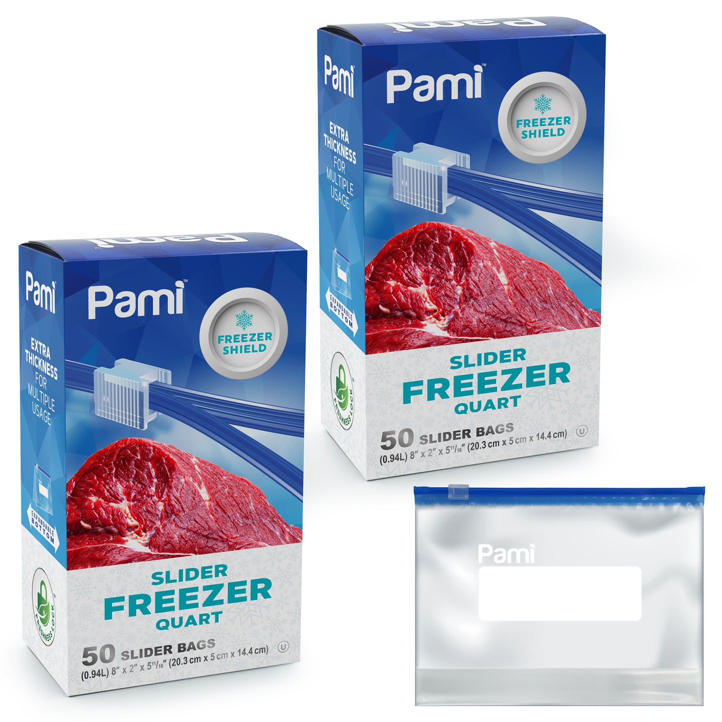 Quart Size Freezer Slider Bags - Pack of 50