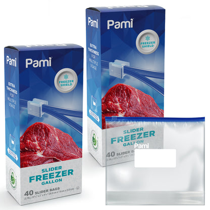 Gallon Size Freezer Slider Bags - Pack of 40, Expandable Bottom
