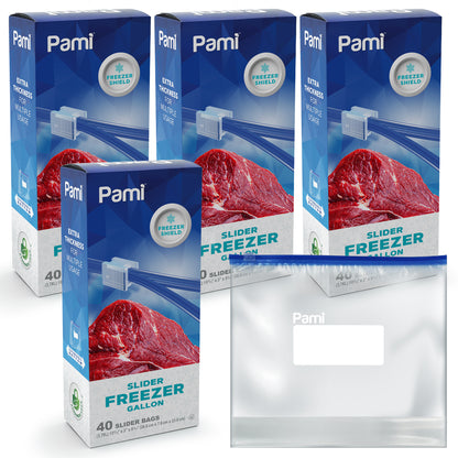 Gallon Size Freezer Slider Bags - Pack of 40, Expandable Bottom
