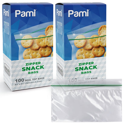 Plastic Zipper Snack Bags - Pack of 100