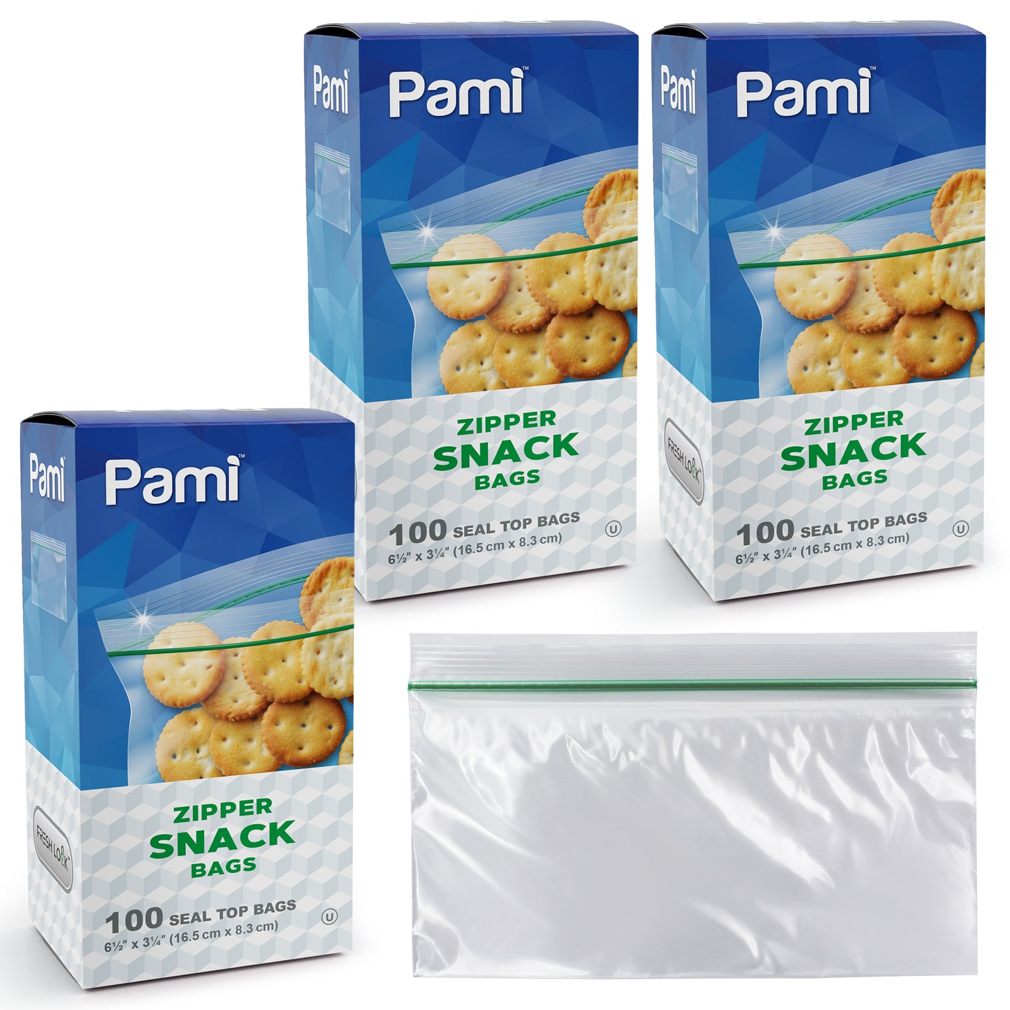 Plastic Zipper Snack Bags - Pack of 100
