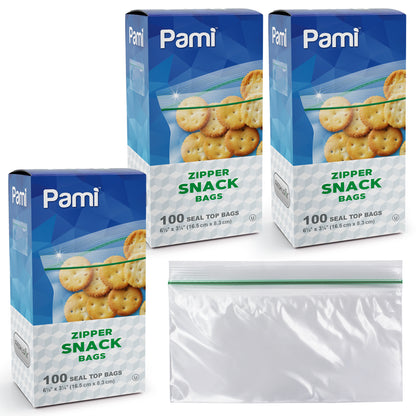 Plastic Zipper Snack Bags - Pack of 100