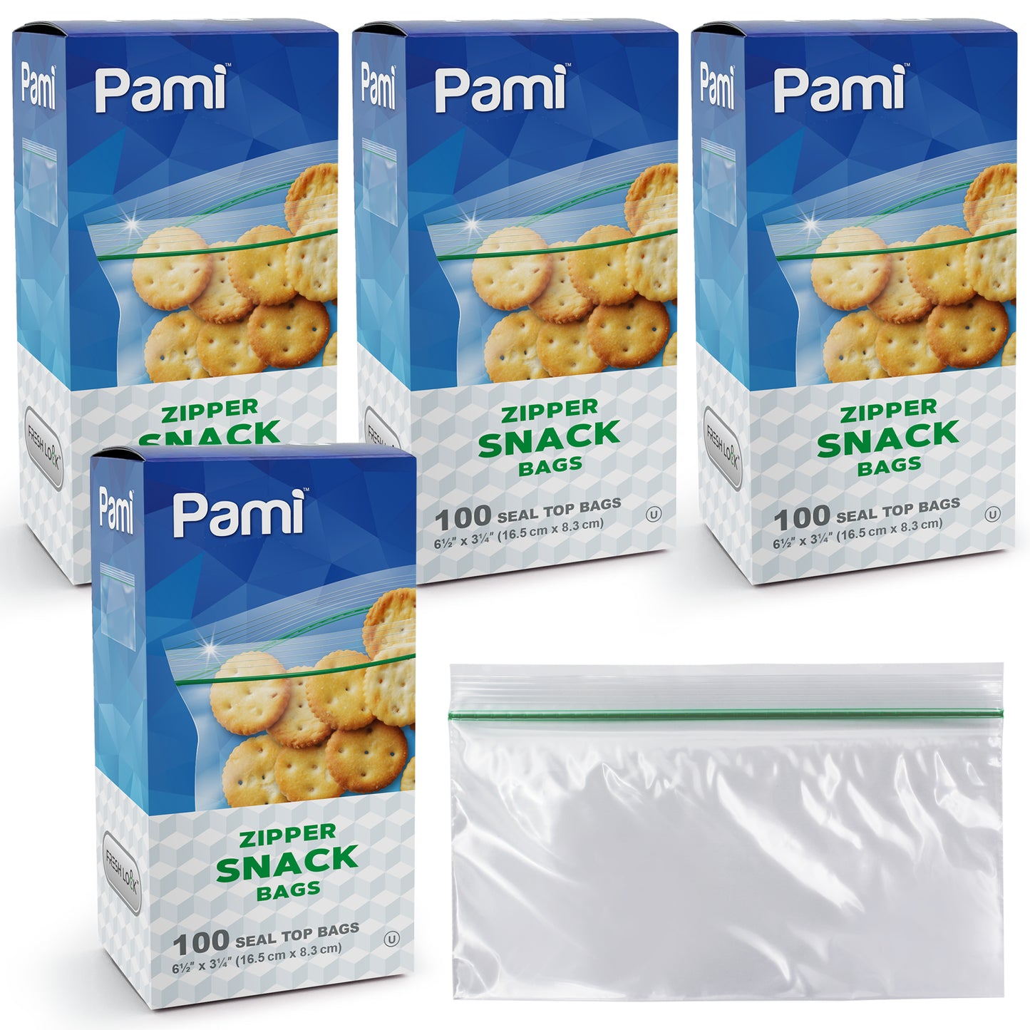 Plastic Zipper Snack Bags - Pack of 100