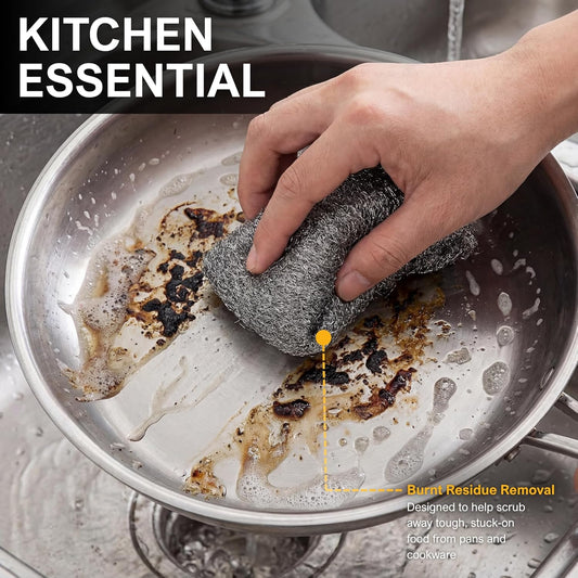 Steel Wool Scrubbing Pads Heavy Duty Cleaning Pads