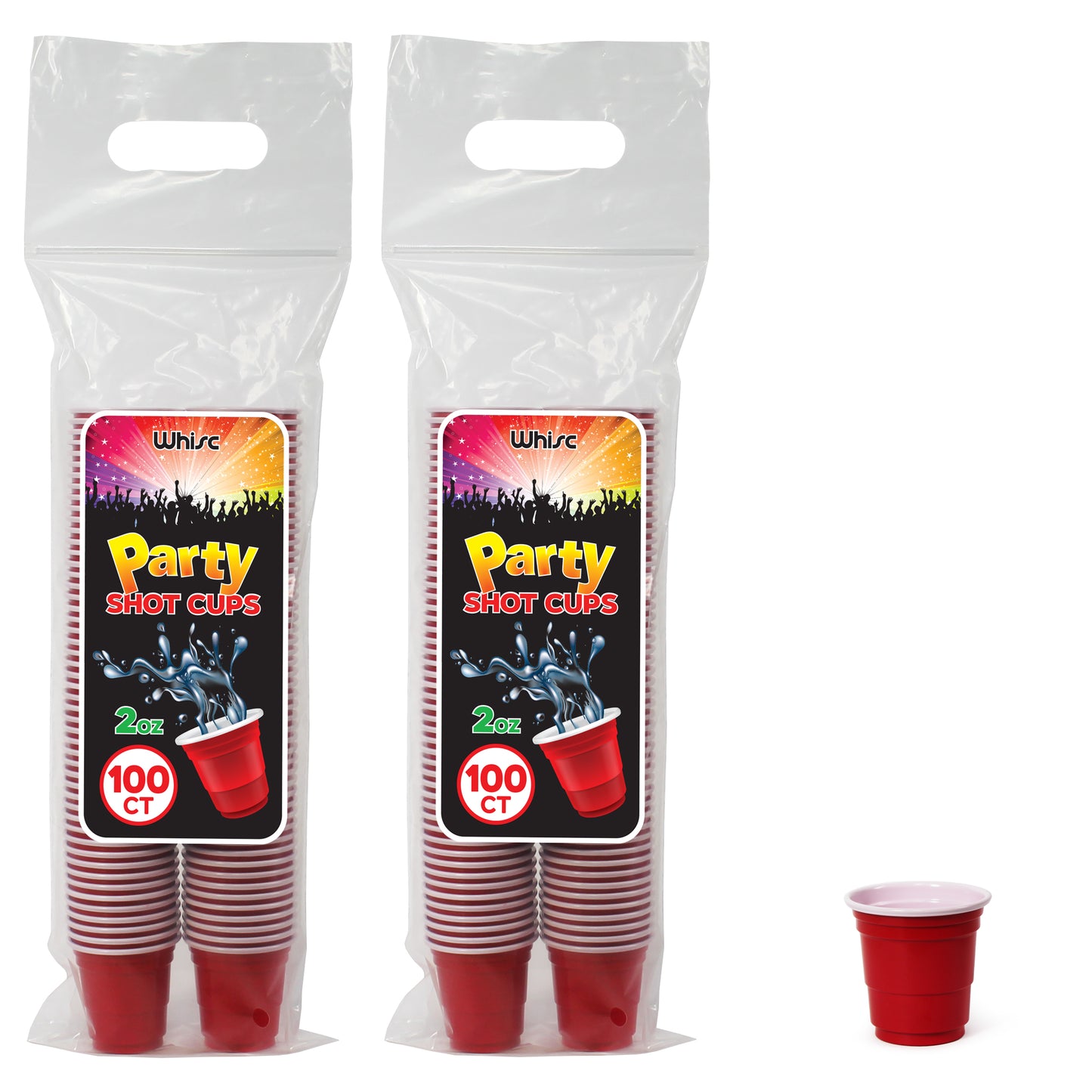 2 oz Disposable Plastic Shot Glass Party Cups – Red, 100 Pack