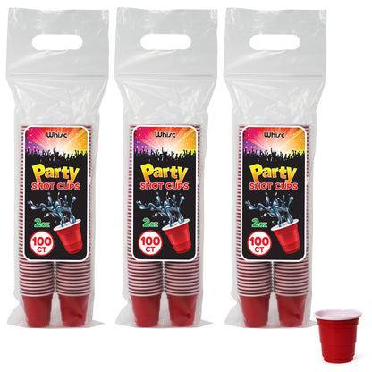 2 oz Disposable Plastic Shot Glass Party Cups – Red, 100 Pack