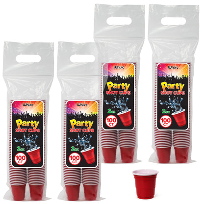 2 oz Disposable Plastic Shot Glass Party Cups – Red, 100 Pack