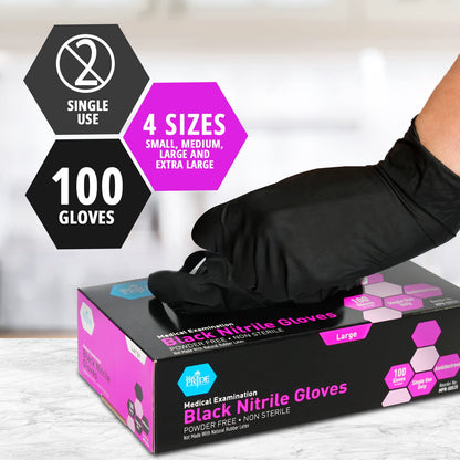 Black Nitrile Exam Gloves, X Large, 1000 ct, 6 mil, Powder Free