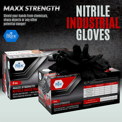 8 Mil Black Nitrile Gloves XL Powder Free Textured Touchscreen 1000ct