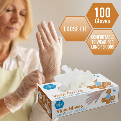 4.3 mil Vinyl Gloves, 100 ct,  Powder-Free, Non-Sterile, Heavy Duty