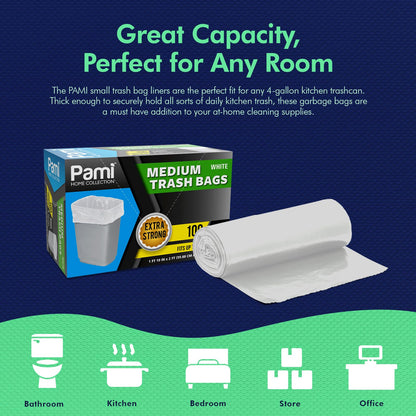 Medium 8-Gallon Trash Bags White – Box of 100ct