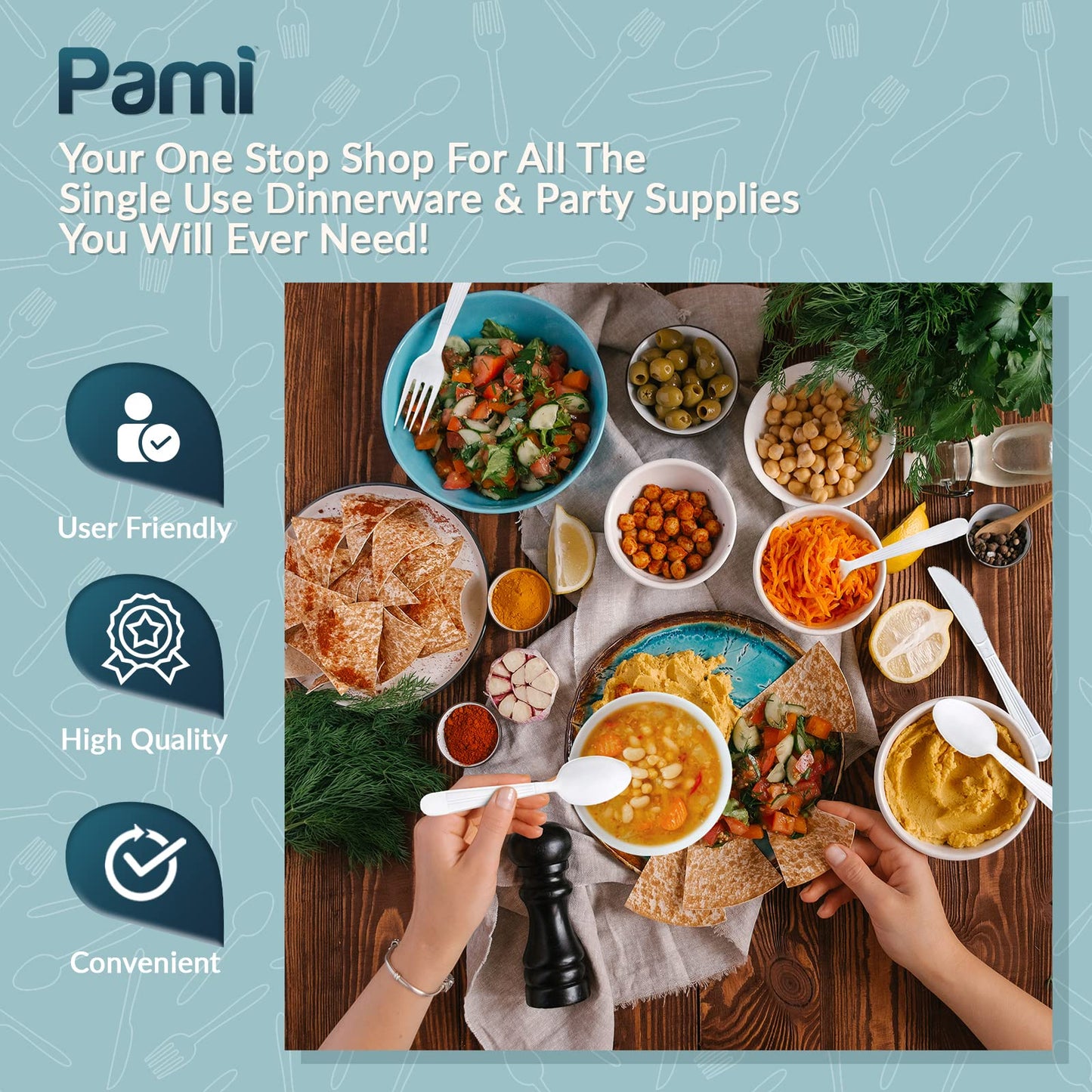 Heavy-Weight White Disposable Plastic Cutlery 50-Pack