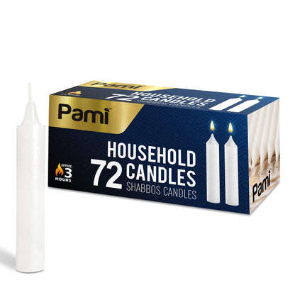 Shabbat Household Candle Sticks, 3-Hour Burn - 72 Pack