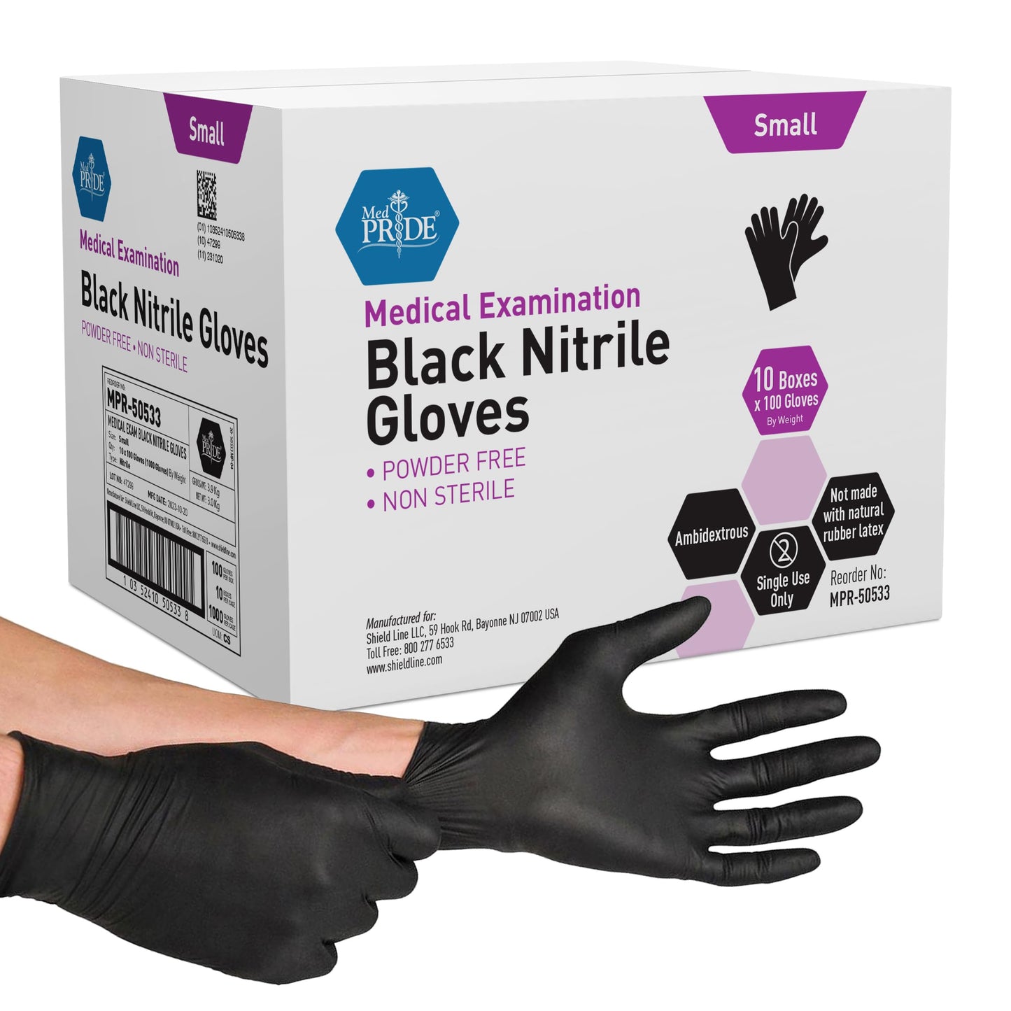 Black Nitrile Exam Gloves, X Large, 1000 ct, 6 mil, Powder Free