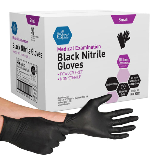 Black Nitrile Exam Gloves, X Large, 1000 ct, 6 mil, Powder Free