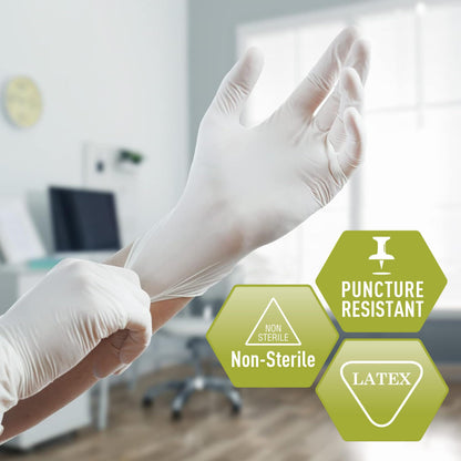 Powder-Free Latex Exam Gloves, Large, Box of 100