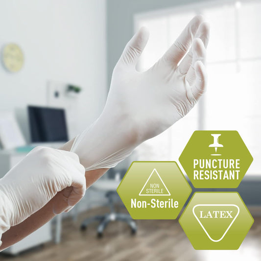 Powder-Free Latex Exam Gloves, Large, Box of 100