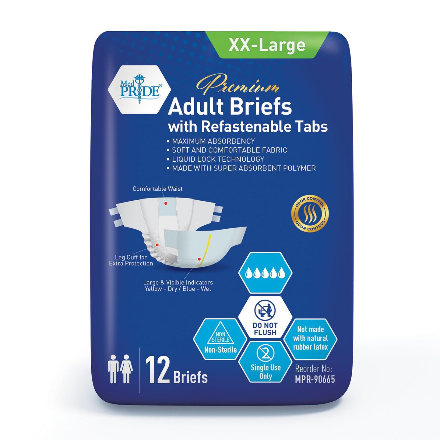 Premium Max Absorbency Adult Incontinence Briefs with Refastenable Tabs