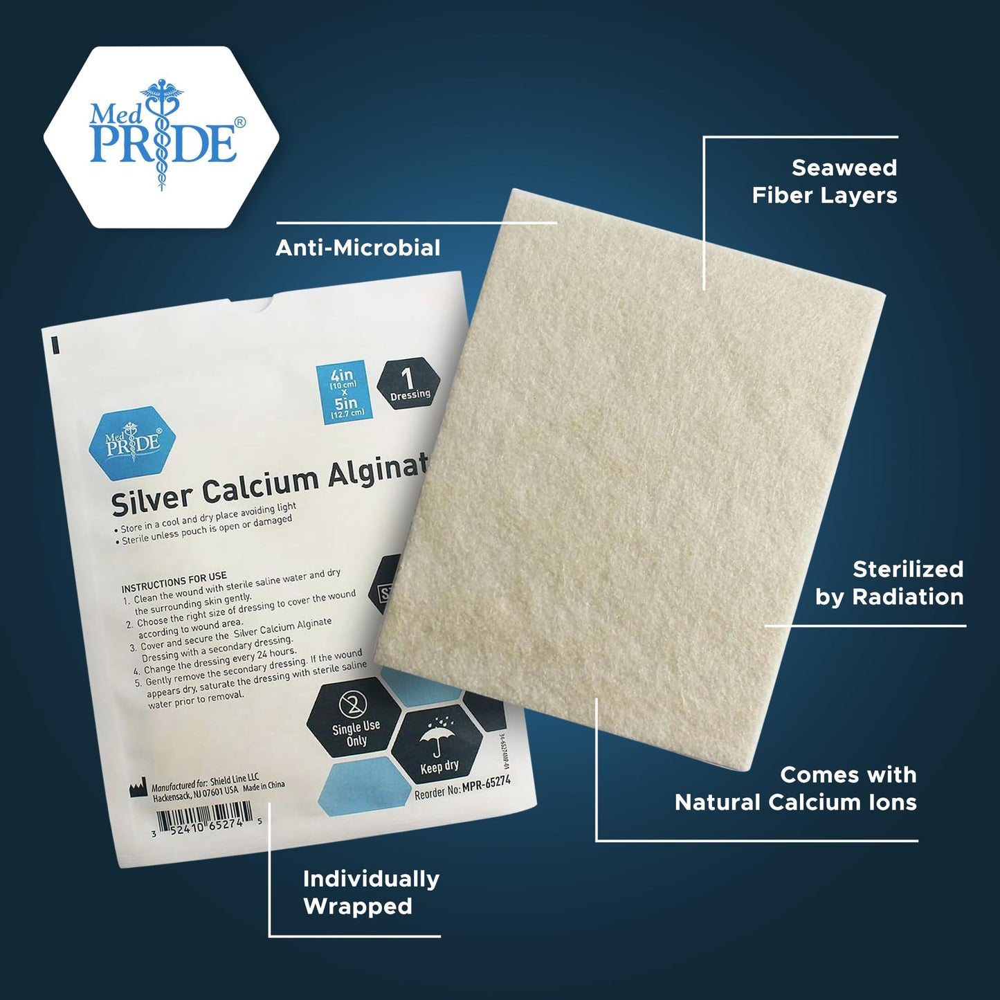 Silver Calcium Alginate Wound Dressing Pads – Antimicrobial, Sterile