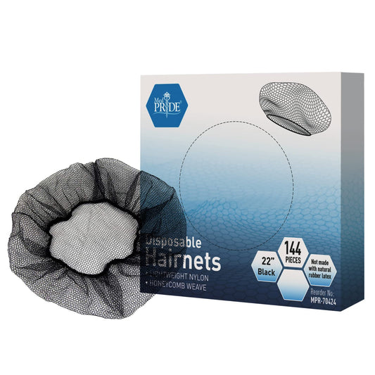 Disposable Black Nylon Hair Nets – Food Service Hair Covers, Box of 144ct