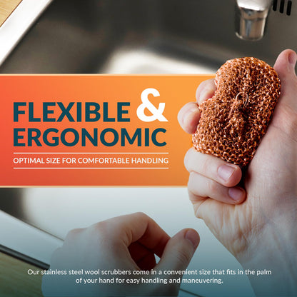 Heavy Duty Stainless Steel Scrubbing Pads - Copper Coated