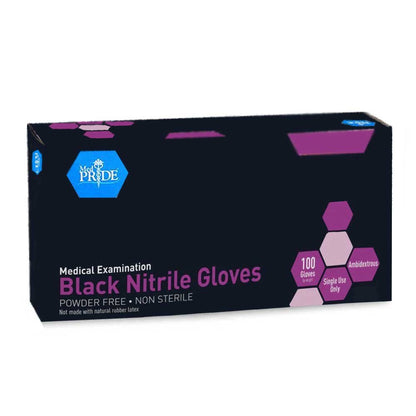 Nitrile Powder Free Exam Gloves Black Small 100 ct