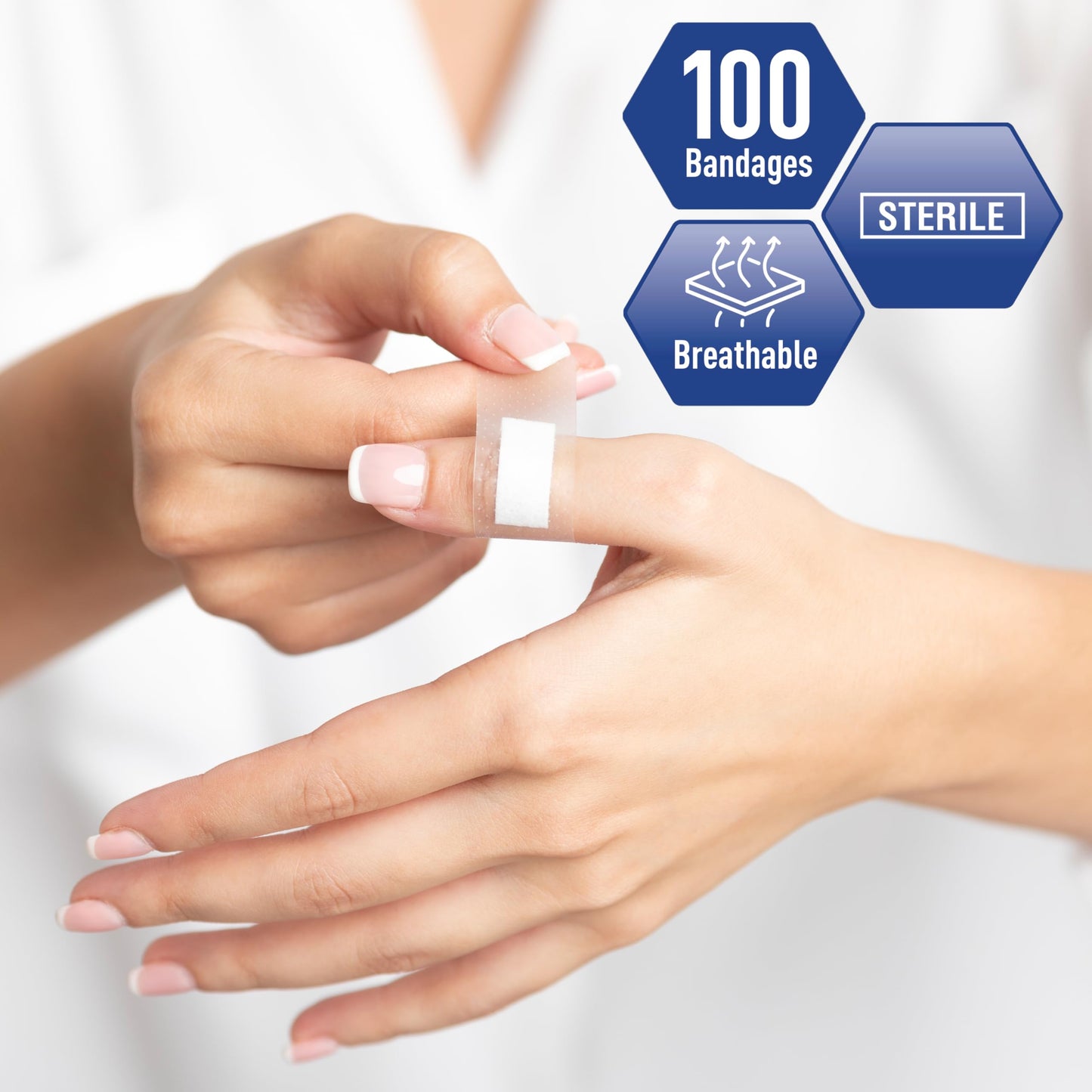 Sheer Plastic Adhesive Bandages – Sterile, Hypoallergenic, 100ct