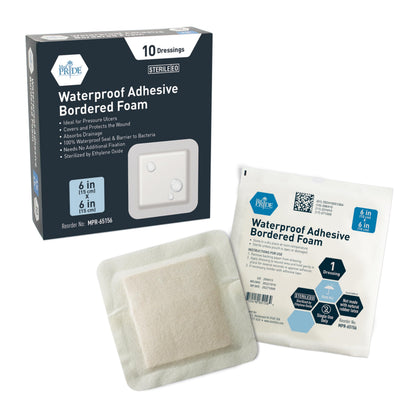4x4 Foam Wound Dressing, 10 Count, Waterproof Silicone Adhesive Border