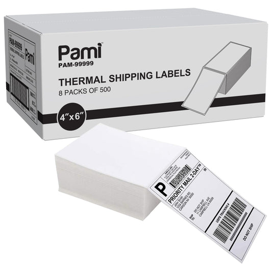 4x6 Direct Thermal Shipping Labels, 4,000 Fanfold, 8x500, Rollo/Zebra