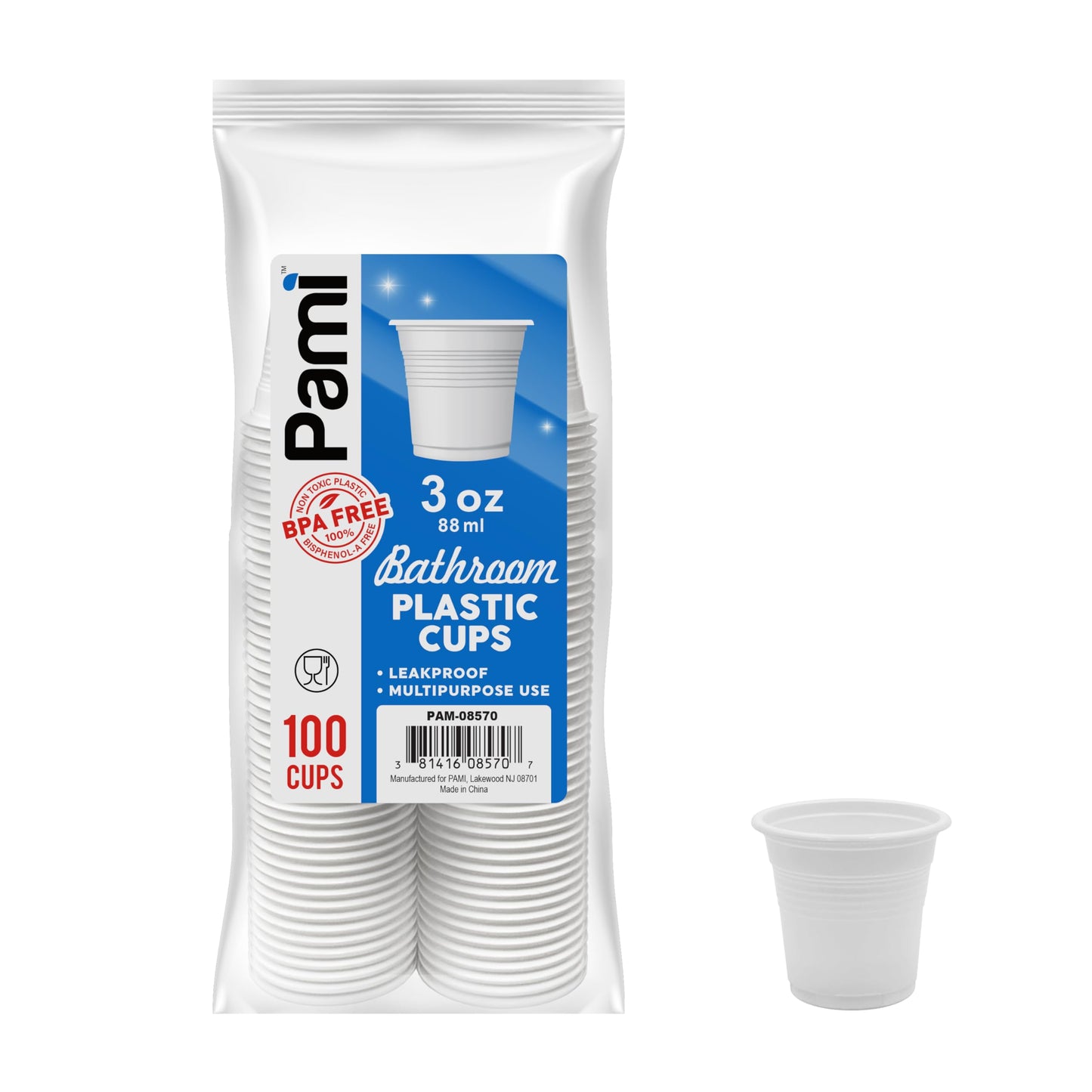 3 oz Plastic Bathroom Cups - BPA Free, Disposable
