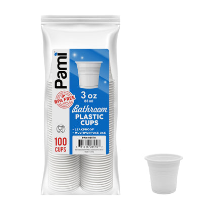 3 oz Plastic Bathroom Cups - BPA Free, Disposable