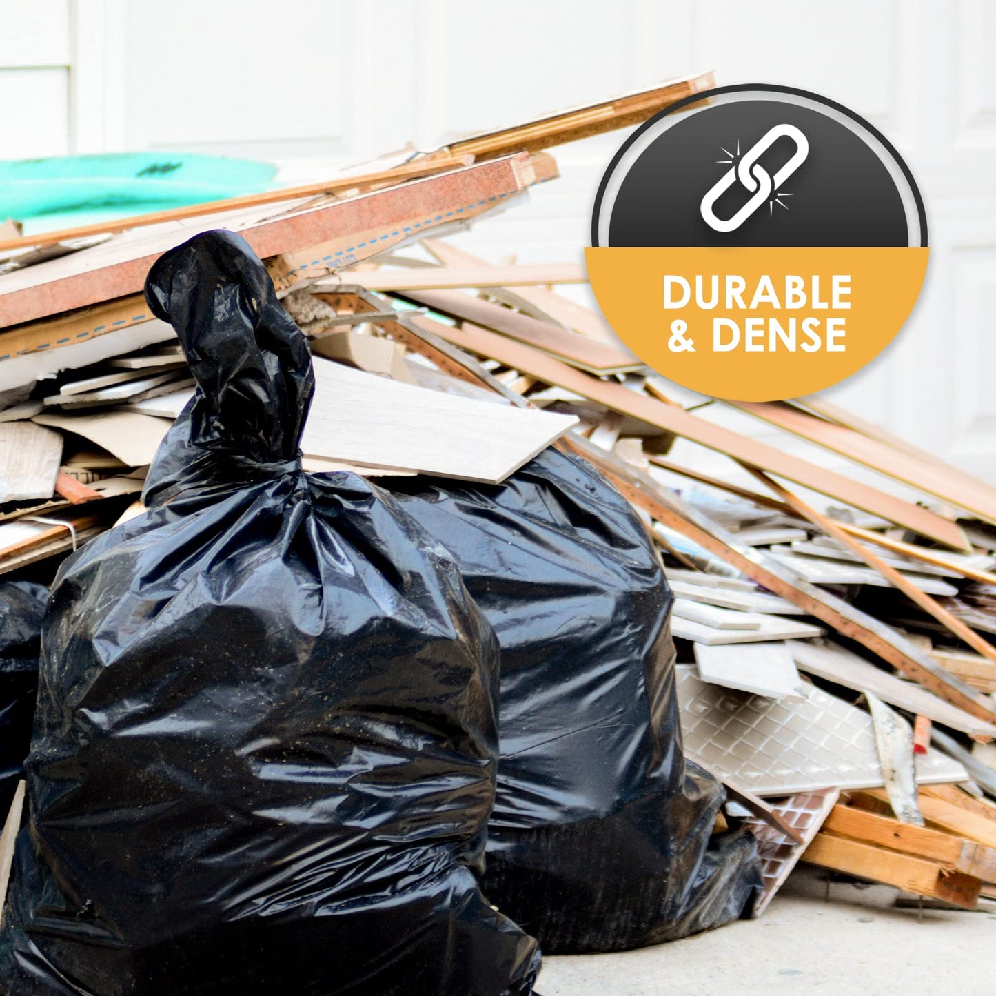 42 Gallon Heavy-Duty Contractor Trash Bags – Tear-Resistant, Black, 10 Pack