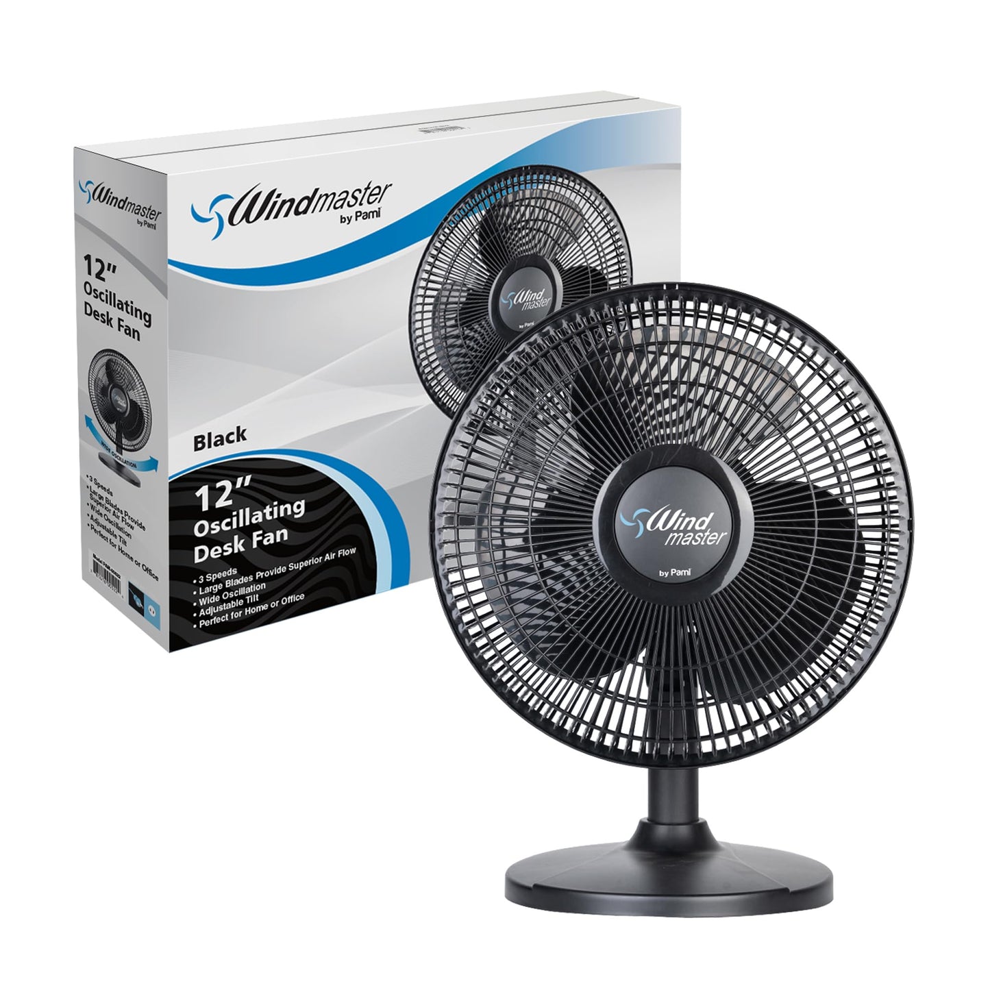 3 Speed Oscillating Desk Fan - Adjustable Tilt