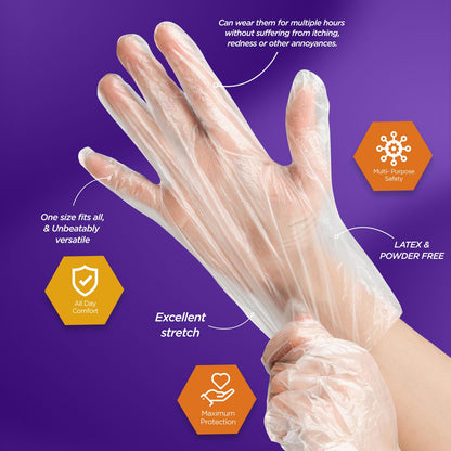 Clear Poly Gloves -  Multipurpose Gloves - Box of 500