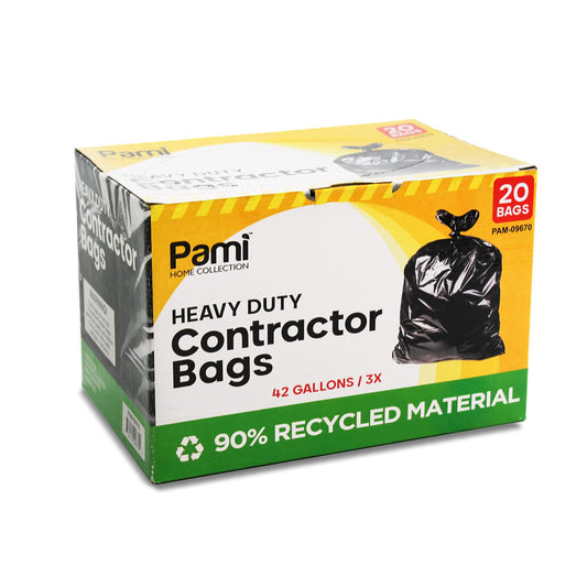 42 Gallon Heavy-Duty Contractor Trash Bags – Tear-Resistant, Black, 20 Pack