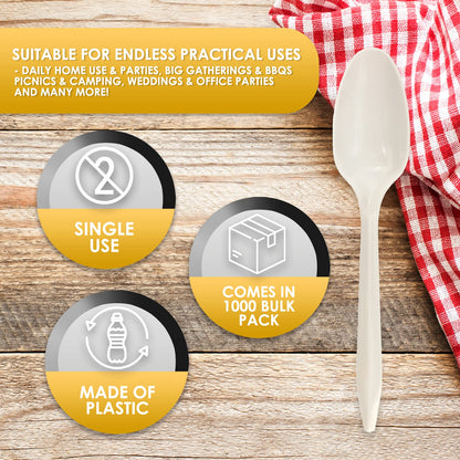 Medium-Weight Disposable Plastic Silverware – White Utensils, 1000-Pack