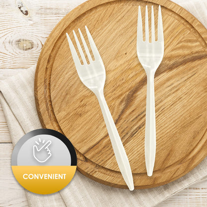 Medium-Weight Disposable Plastic Silverware – White Utensils, 1000-Pack