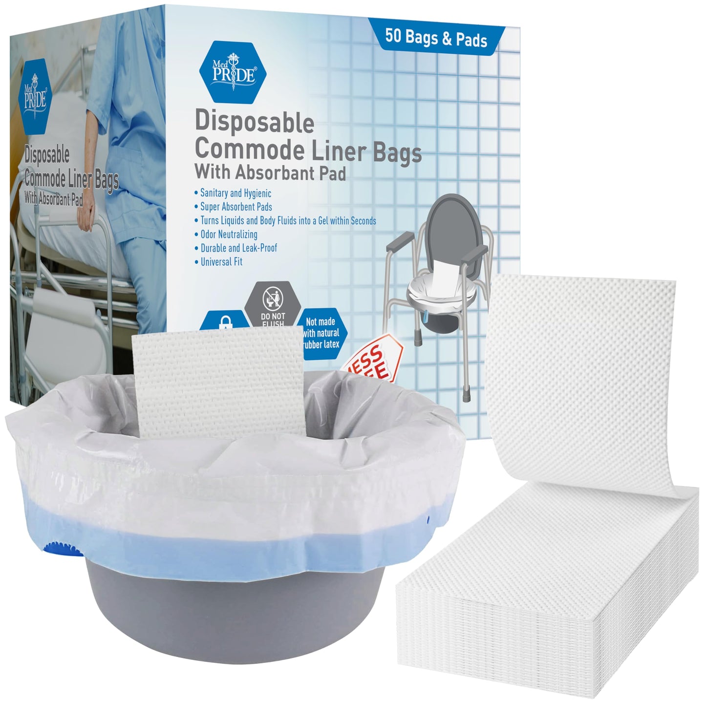 Disposable Commode Liner Bags – With Absorbent Pad