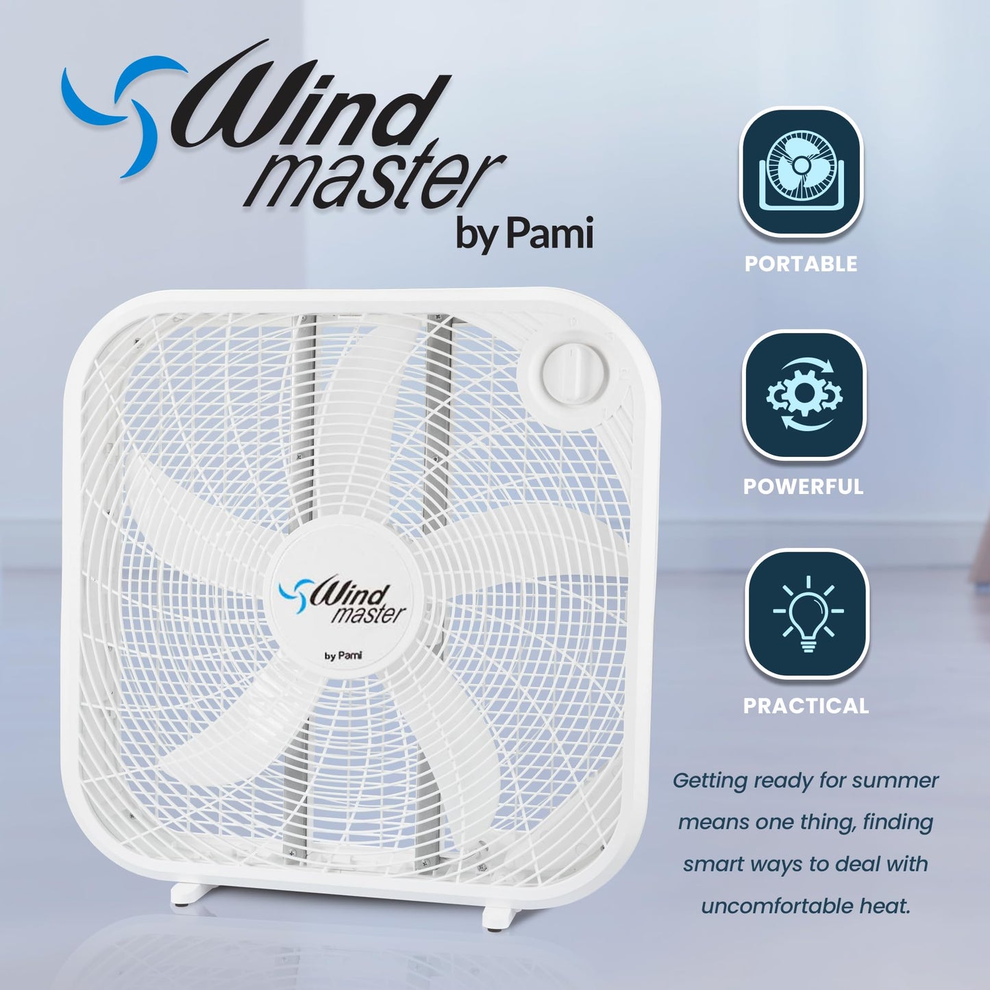 20” High Performance Box Fan, 3 Speed, Portable Handle - White